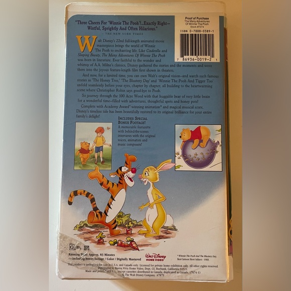 The Many Adventures of Winnie the Pooh (VHS, 1996) Walt Disney Kids movies - Picture 3 of 5
